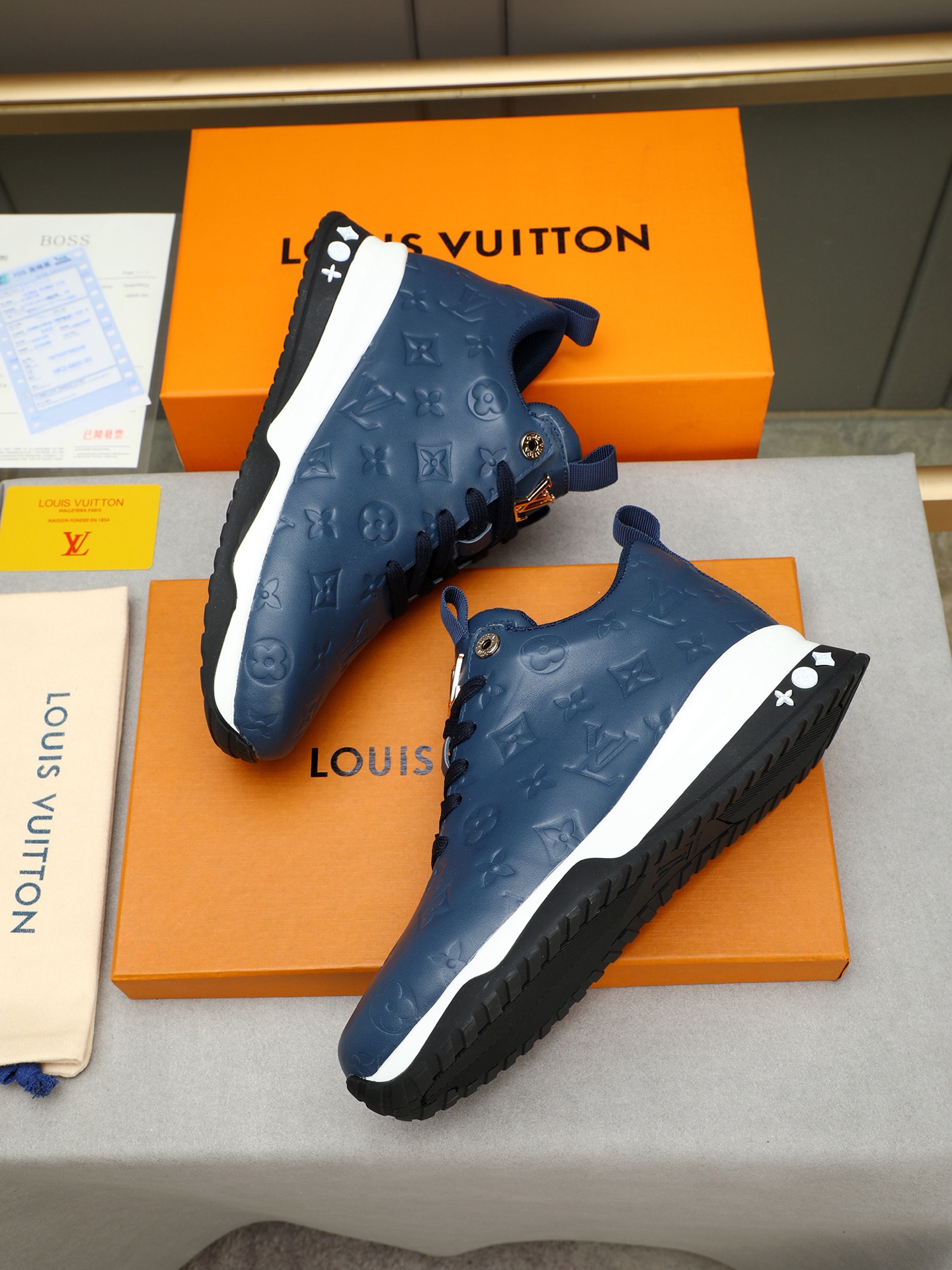 Louis Vuitton Men's Blue Leather Run Away Sneakers, Size 39-44 8 i1745483964693 5244 0 6