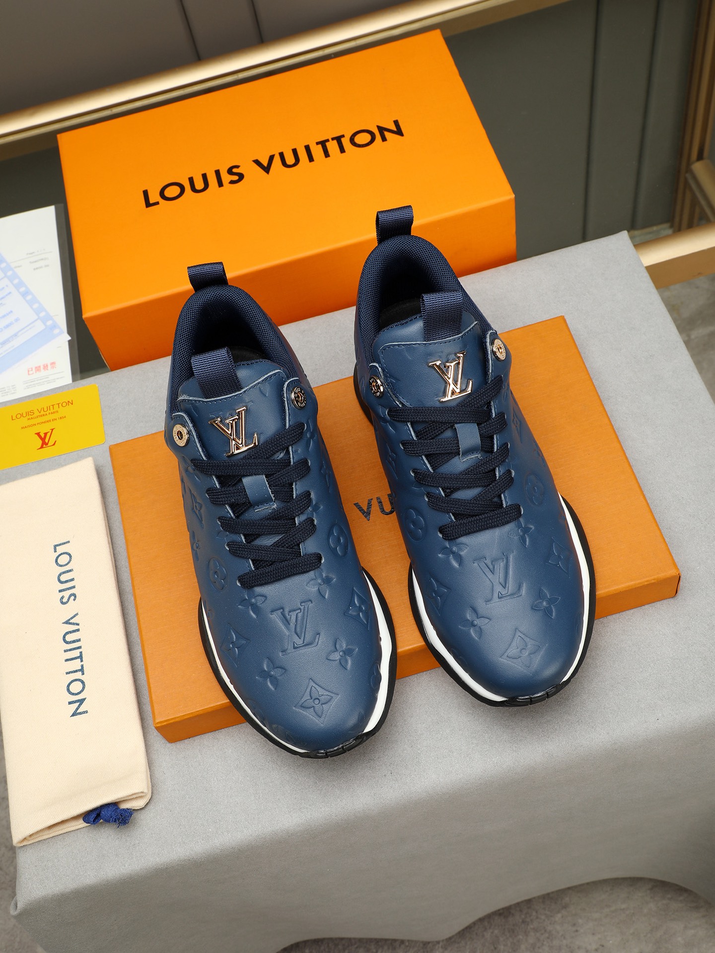 Louis Vuitton Men's Blue Leather Run Away Sneakers, Size 39-44 9 i1745483965252 2801 0 7