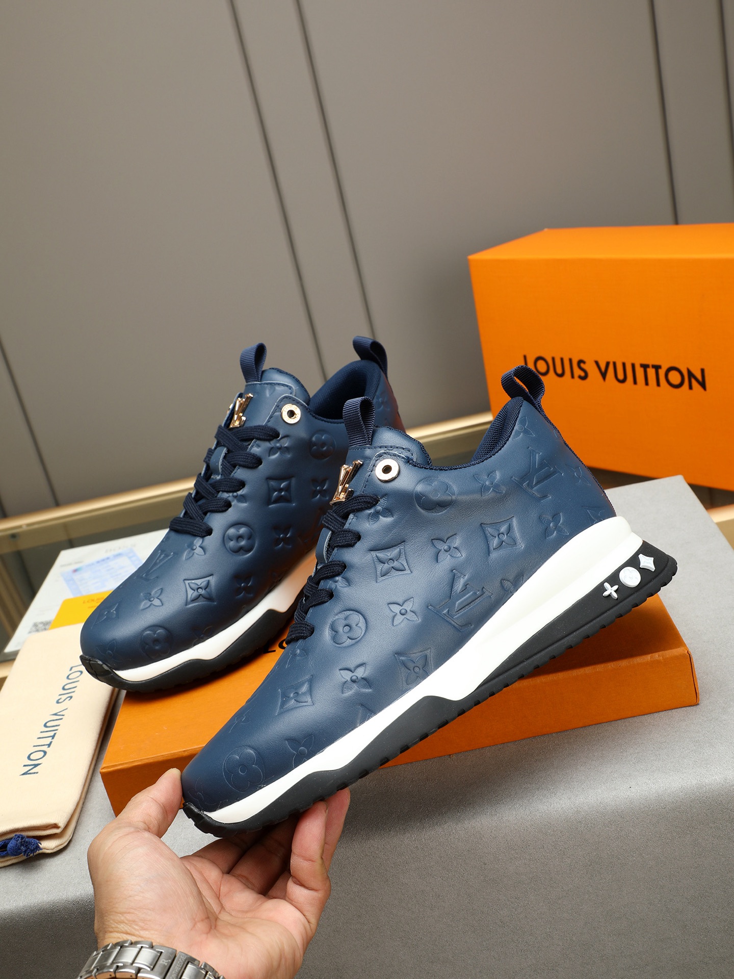 Louis Vuitton Men's Blue Leather Run Away Sneakers, Size 39-44 3 i1745483965260 8261 0 1
