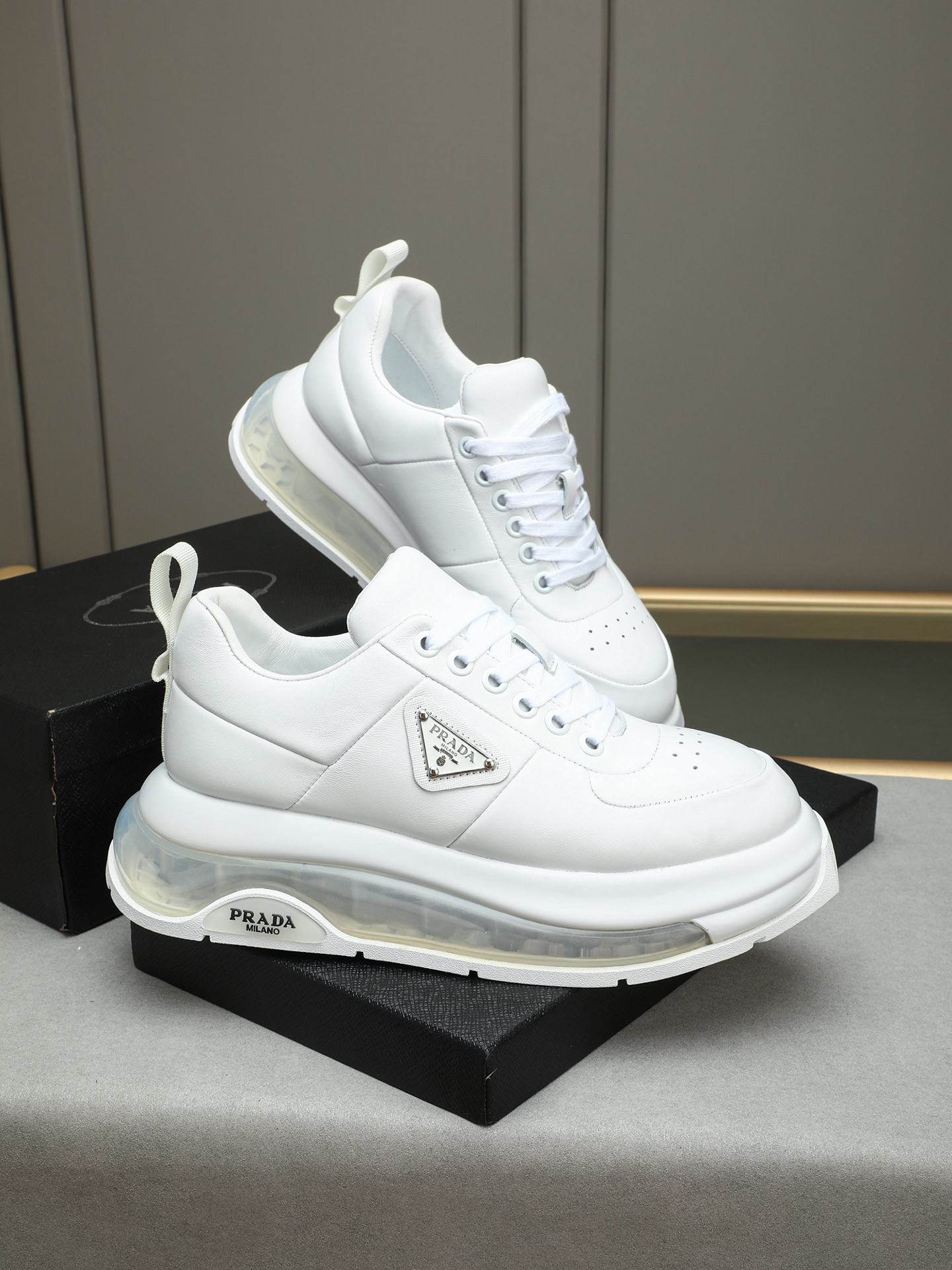 Prada Men's White Leather Sneakers with Air Cushion Sole - Size 39-44 5 i1745484181296 8019 0 3