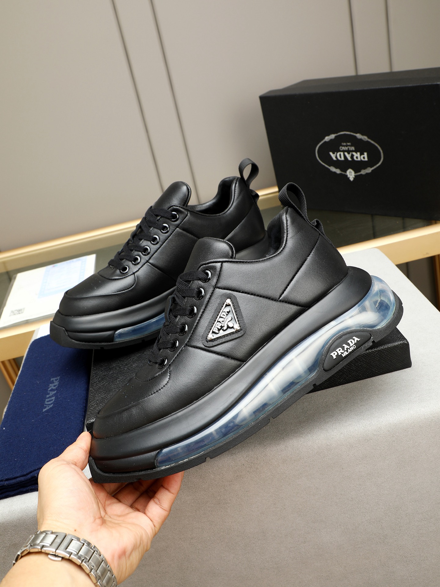 Prada Men's Leather Sneakers with Air Cushion Sole - Comfortable & Stylish 3 i1745484195248 5494 0 1