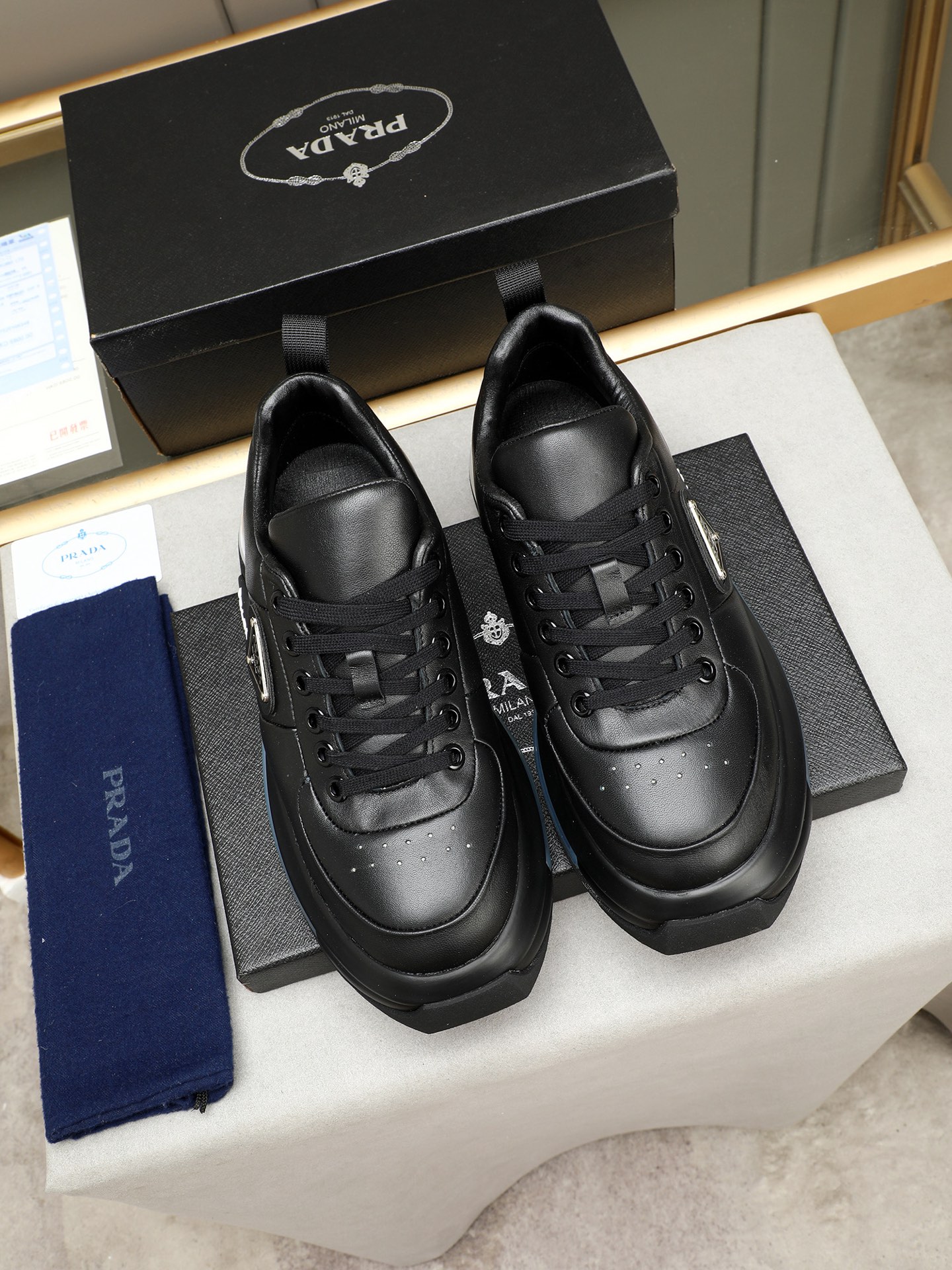 Prada Men's Leather Sneakers with Air Cushion Sole - Comfortable & Stylish 8 i1745484195286 9105 0 6