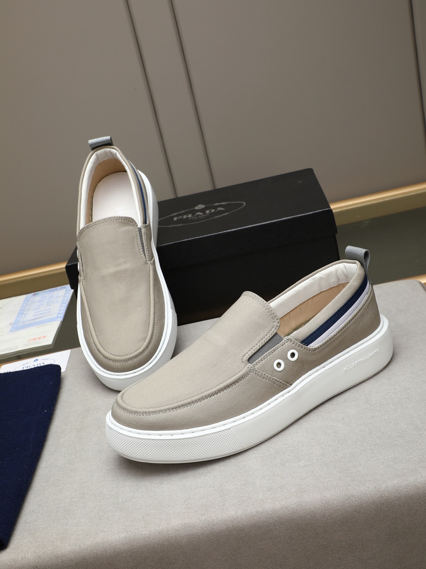 Prada Men's Casual Slip-On Loafers Lightweight Breathable Canvas Shoes 8 i1745658359430 3767 0 6
