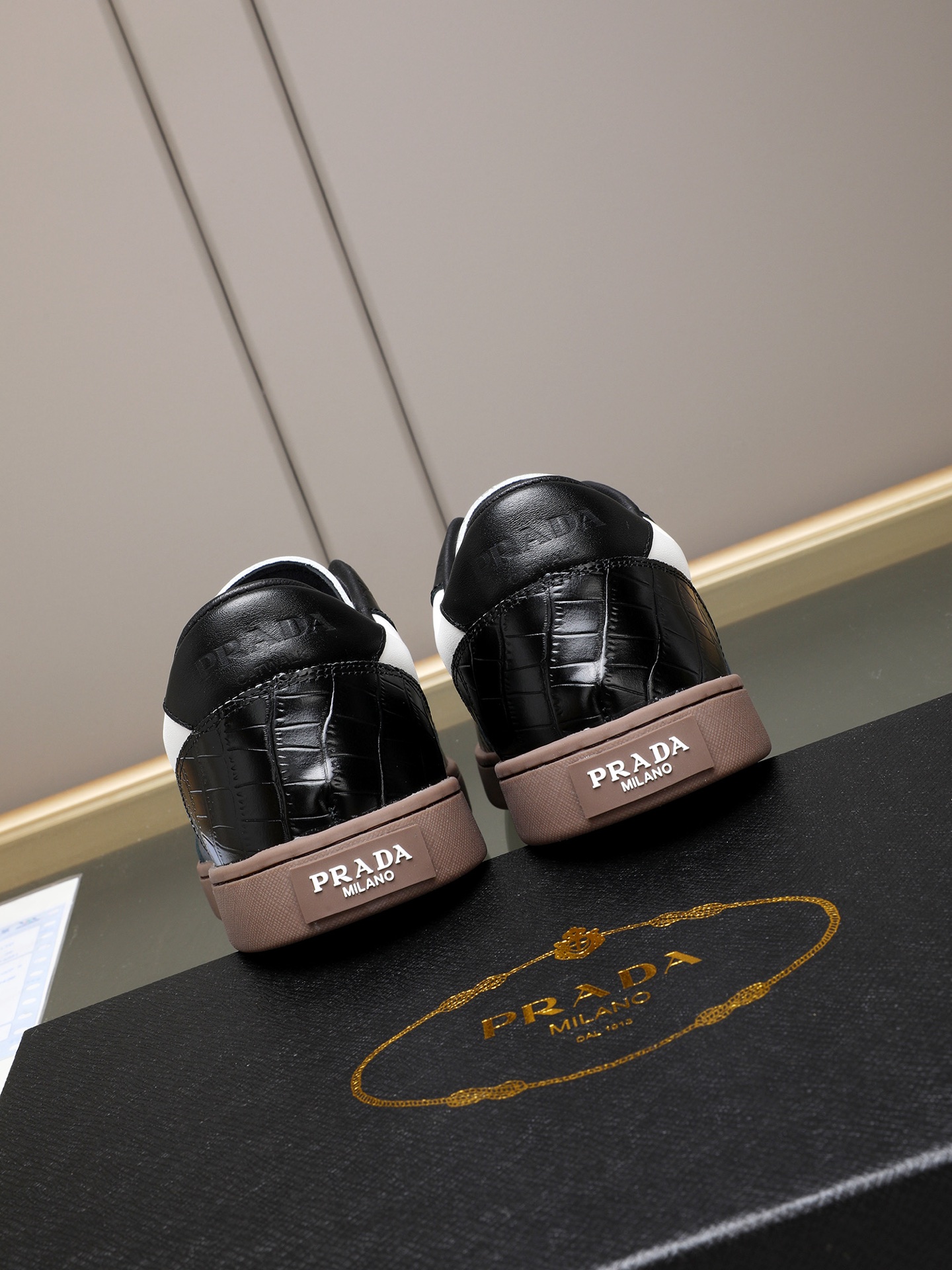 Prada Men's Black & White Leather Low-Top Sneakers - EU 38-44 Available 6 i1746696399620 2948 0 4