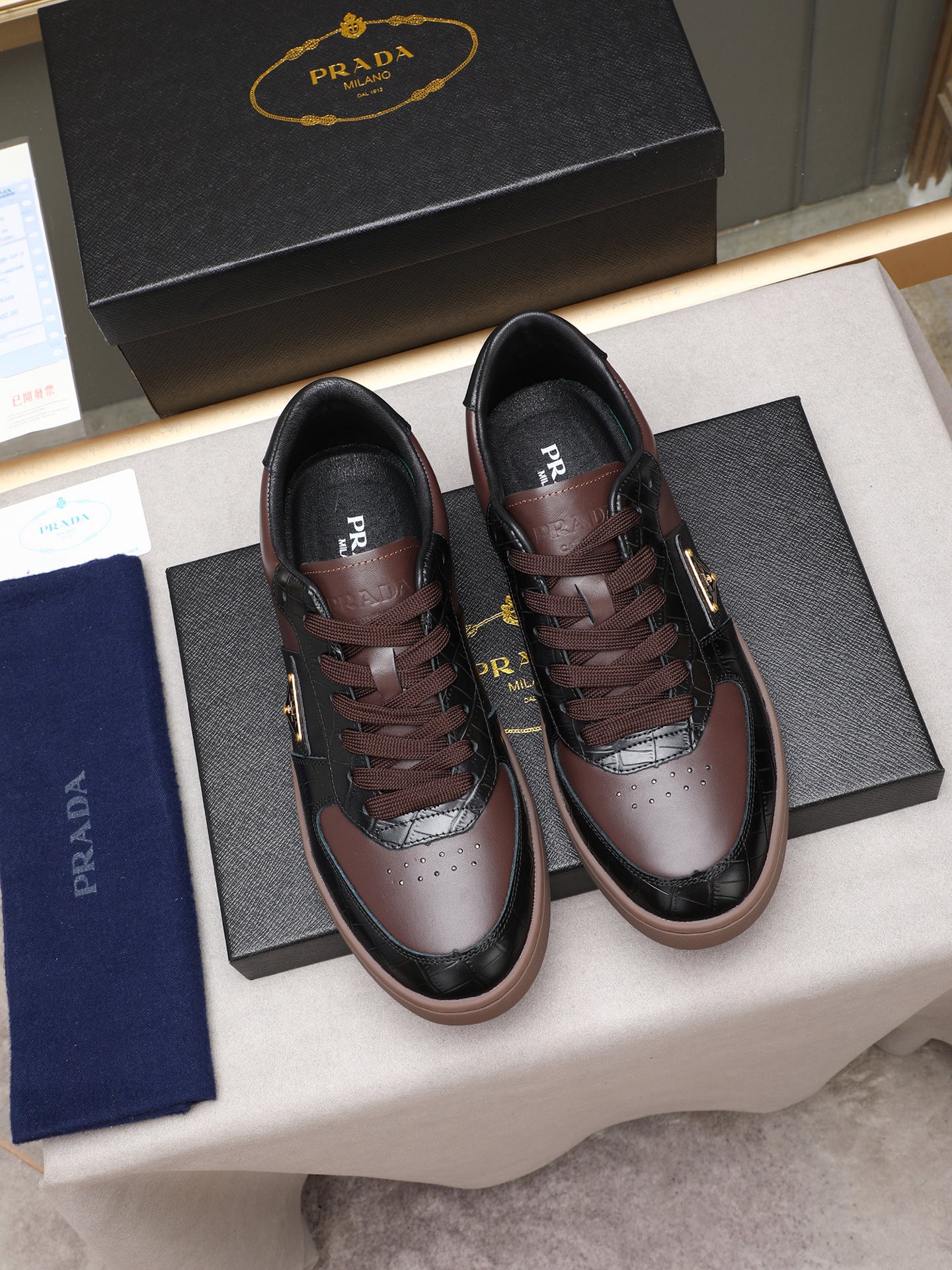 Prada Men's Fashion Sneakers Low-Top Leather Casual Shoes Size 38-44 8 i1746697302490 323 0 6