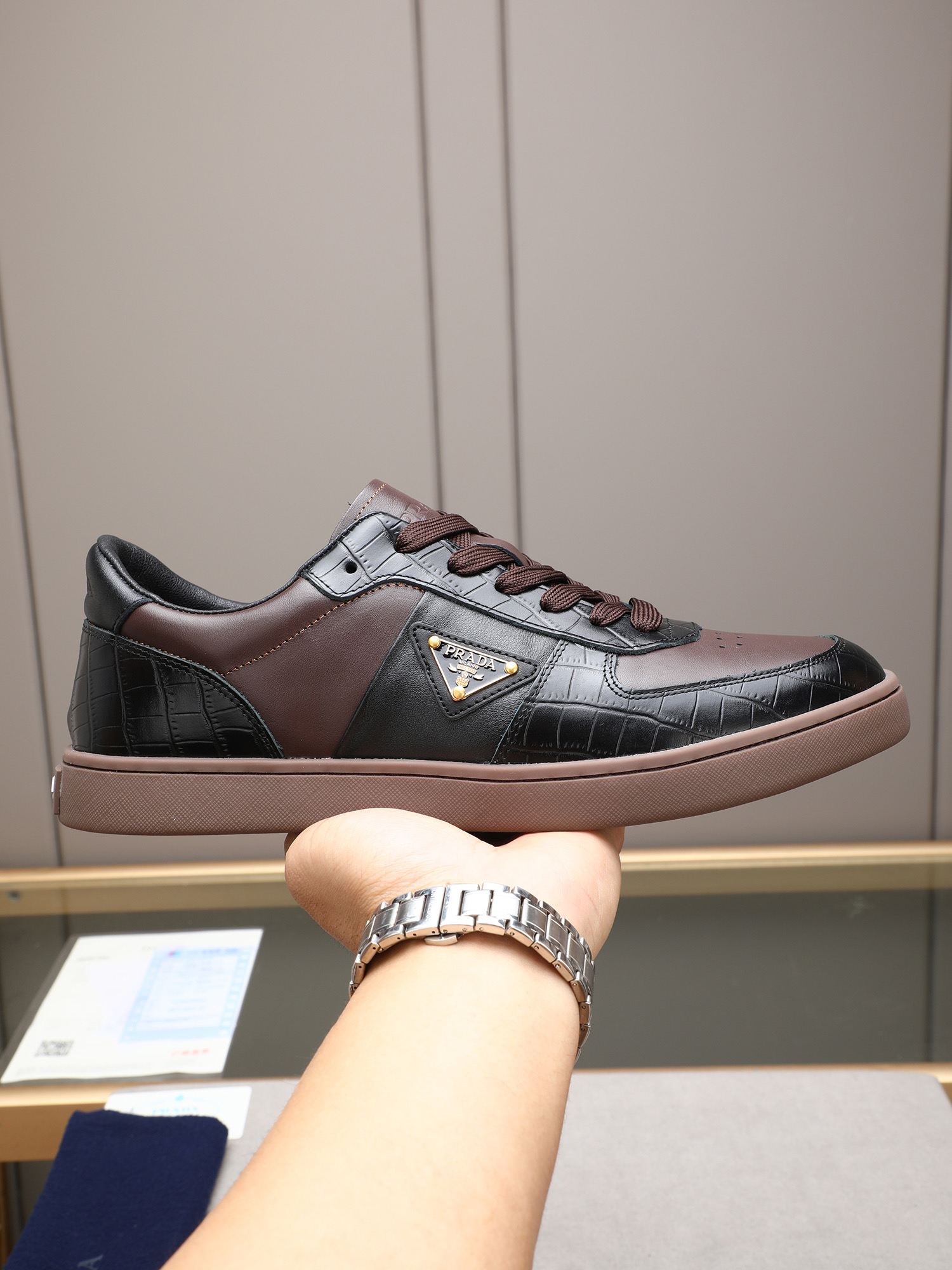 Prada Men's Fashion Sneakers Low-Top Leather Casual Shoes Size 38-44