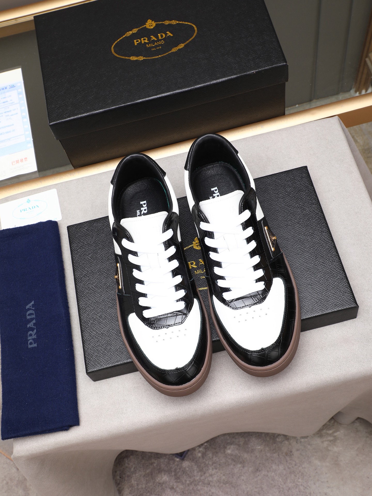 Prada Men's Fashionable Casual Sneakers - Leather, Breathable, Standard Sizes 10 i1746697317161 2421 0 8