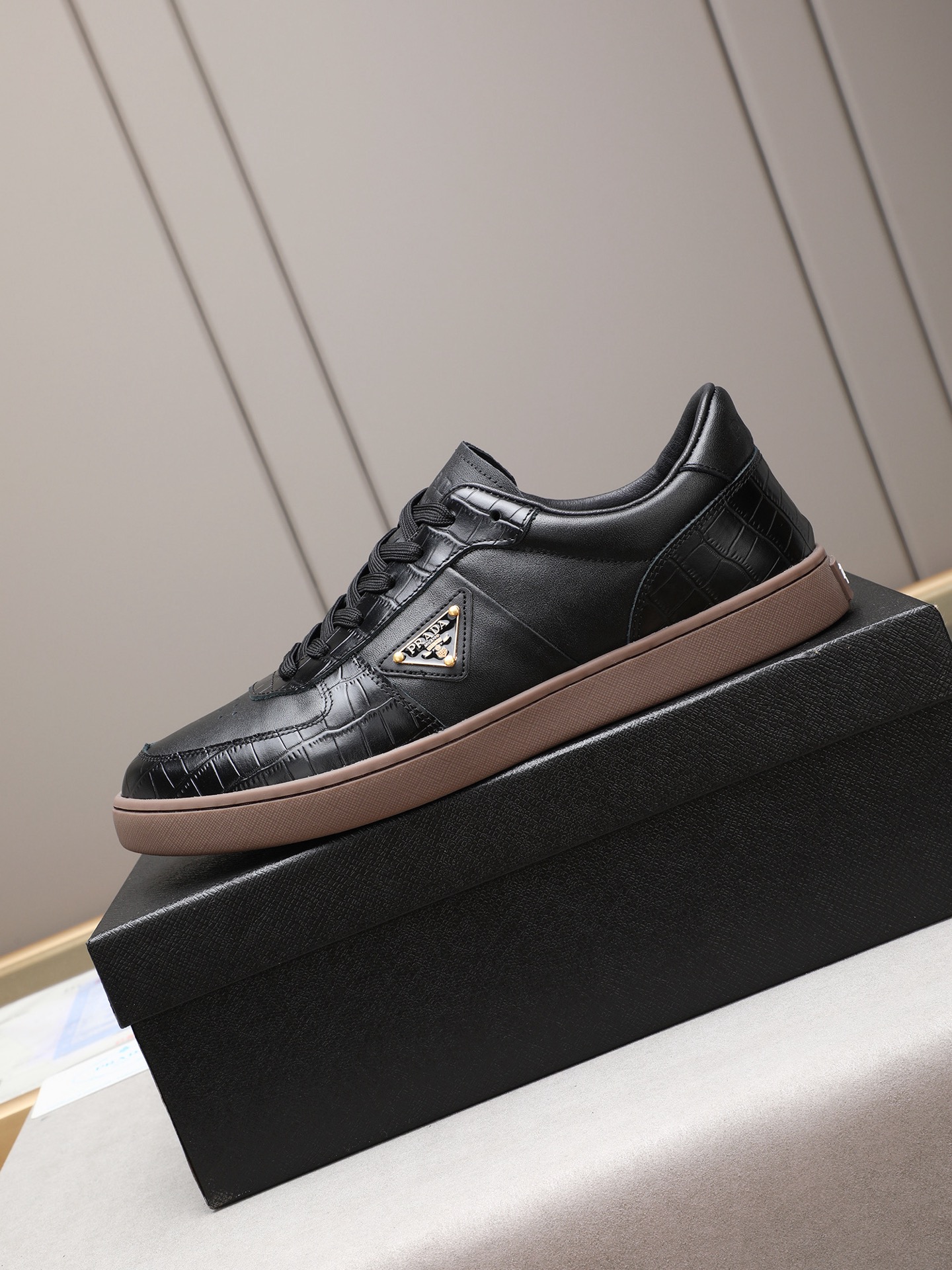 Prada Men's Black Leather Fashion Sneakers,Size 38-44,Low-Key Luxury 6 i1746697335575 7139 0 4