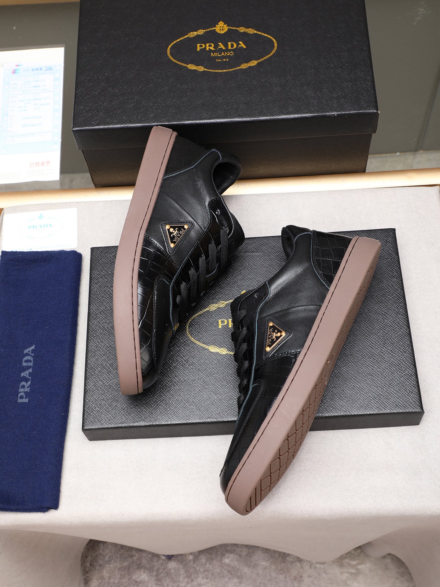 Prada Men's Black Leather Fashion Sneakers,Size 38-44,Low-Key Luxury 8 i1746697337081 530 0 6