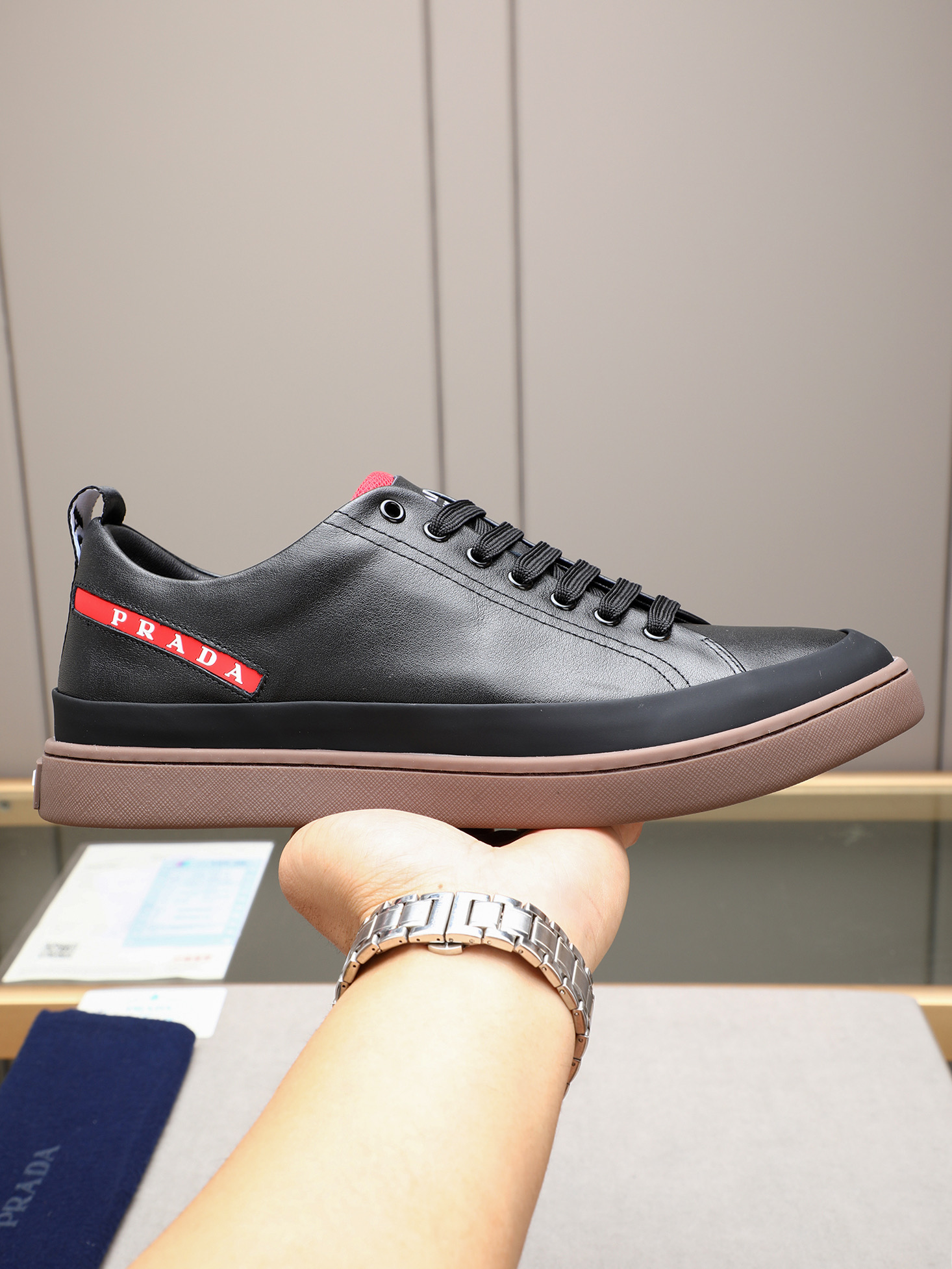 Prada Men's Leather Casual Sneakers Designer Fashion Comfort Shoes 1 Prada Men's Leather Casual Sneakers Designer Fashion Comfort Shoes