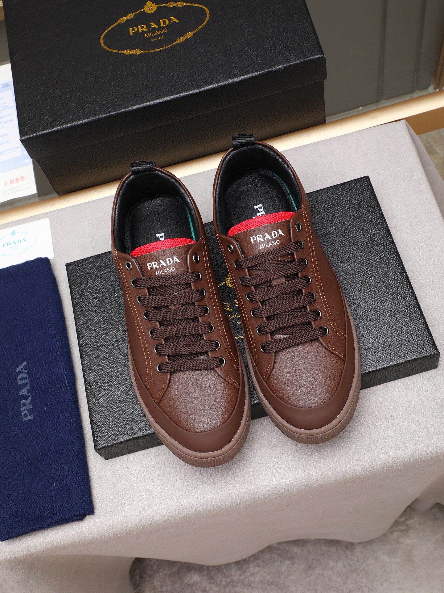 Prada Men's Leather Low Top Sneakers Brown Casual Shoes Size 38-44 9 i1746697860196 8870 0 7