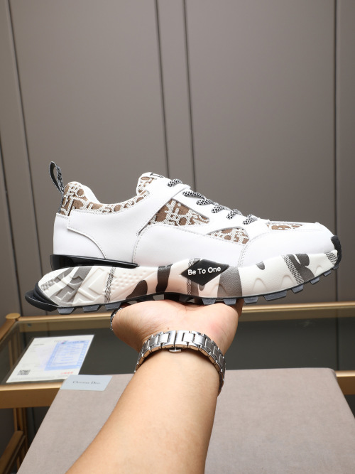 Dior Men's White Leather and Oblique Printed Sneakers - Comfortable & Stylish 1 Dior Men's White Leather and Oblique Printed Sneakers - Comfortable & Stylish