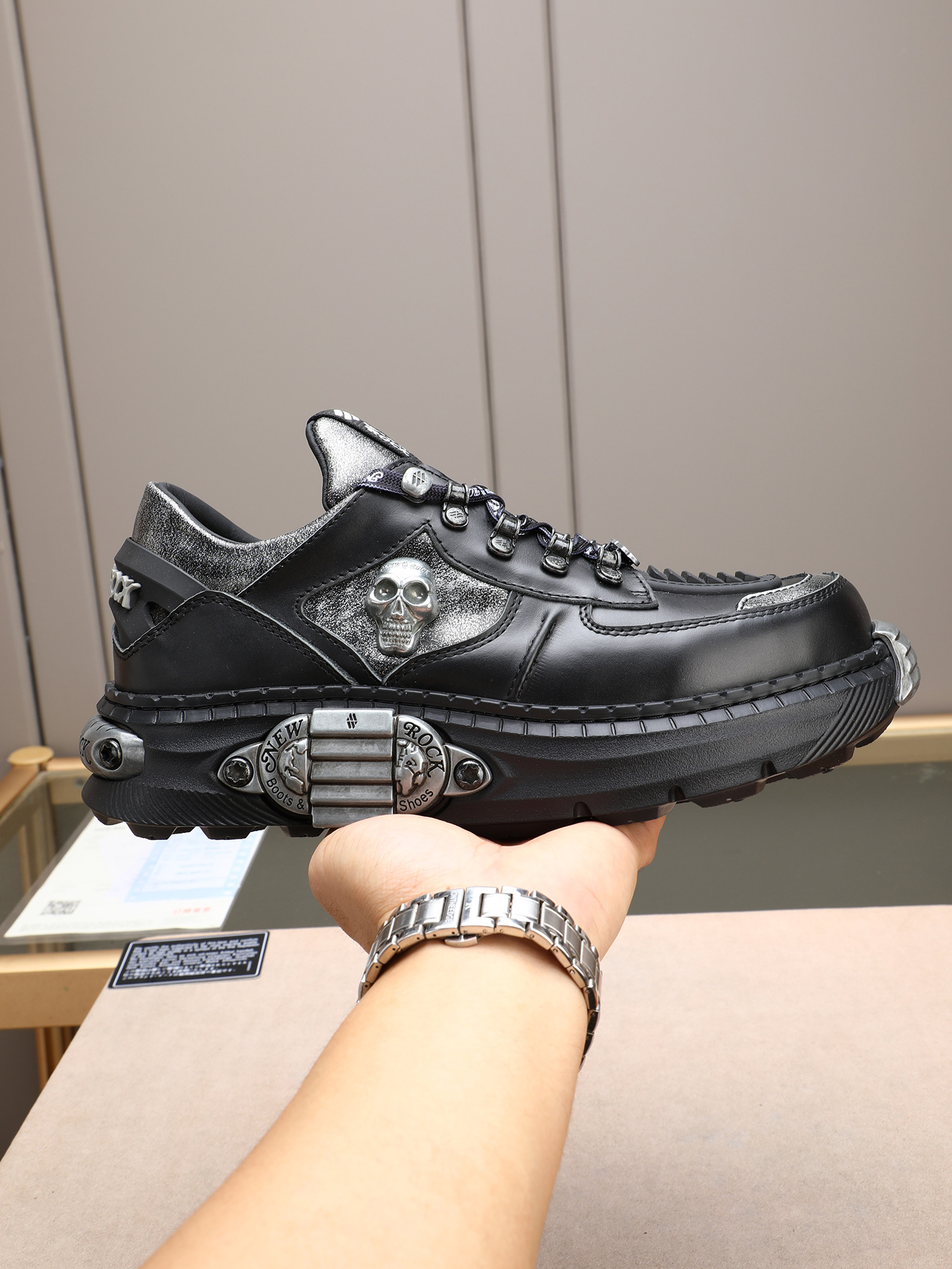 New Rock Tanker Reactor Leather Shoes Punk Gothic Platform Rock Sneakers