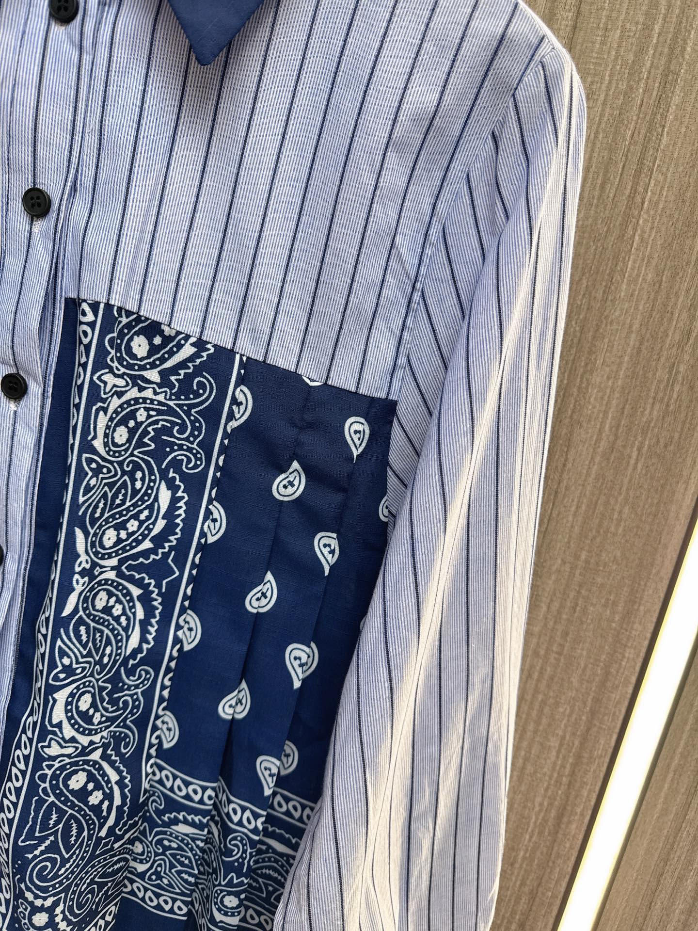 ✨✨✨Sacai✨✨✨ 2025秋冬新款💫印花条纹压褶衬衫！独创立体压褶工艺，打造层次感时髦造型。宽松版