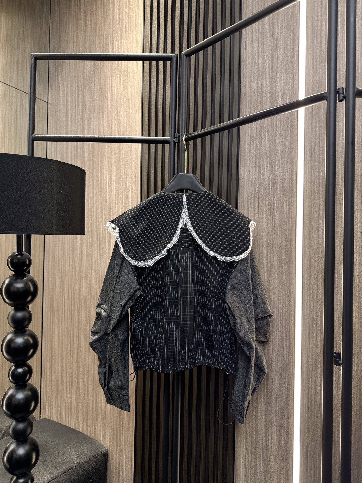 ✨✨✨QOY✨✨✨2025秋冬新款💫 格纹遇见甜美！新款娃娃领褶皱长袖针织假两件上衣来袭~立体剪裁拼接设