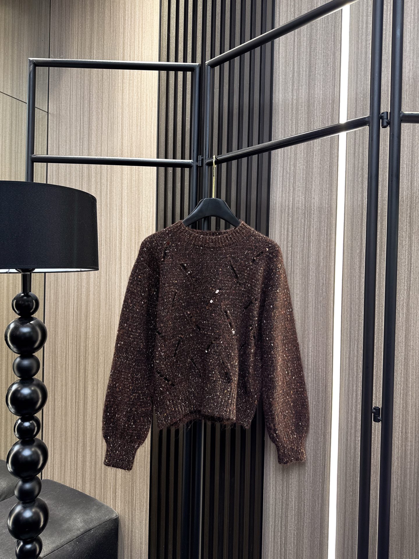 ✨✨✨miumiu✨✨✨2025秋冬新款💫 「闪耀一季」70%羊毛混纺30%棉质亮片上衣 ✨ 温暖与闪耀