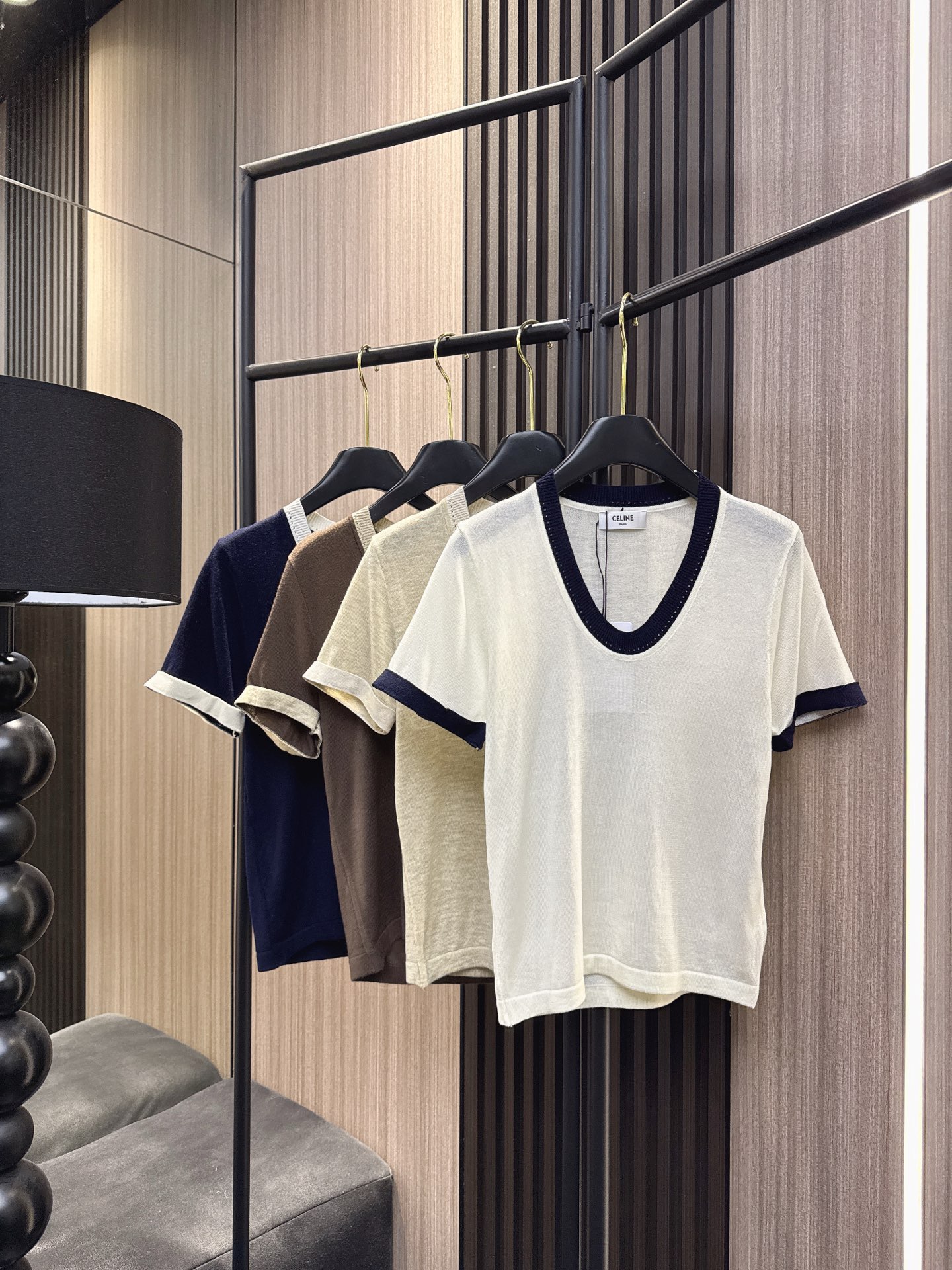 Celine Contrast Trim T Shirt