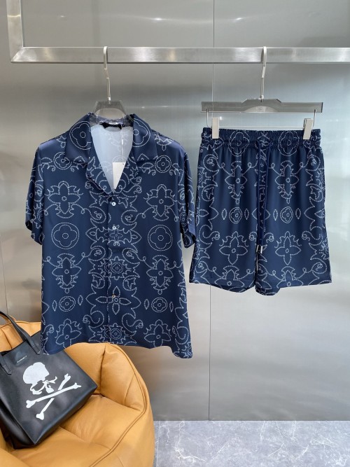 Louis Vuitton Men's Silk Pajama Set, Short Sleeve Loungewear 1 Louis Vuitton Men's Silk Pajama Set, Short Sleeve Loungewear