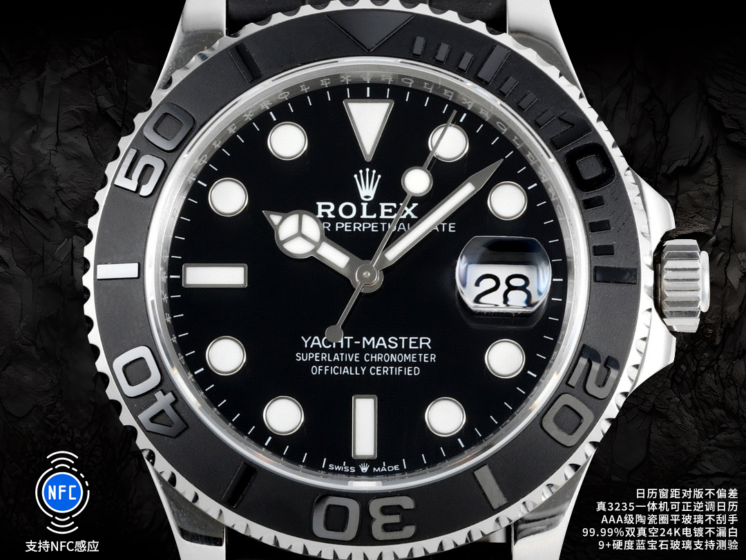 Rolex Yacht Master Vendita
 Orologio da Polso Nero Blu Denim Blue Gomma Cinturino in gomma