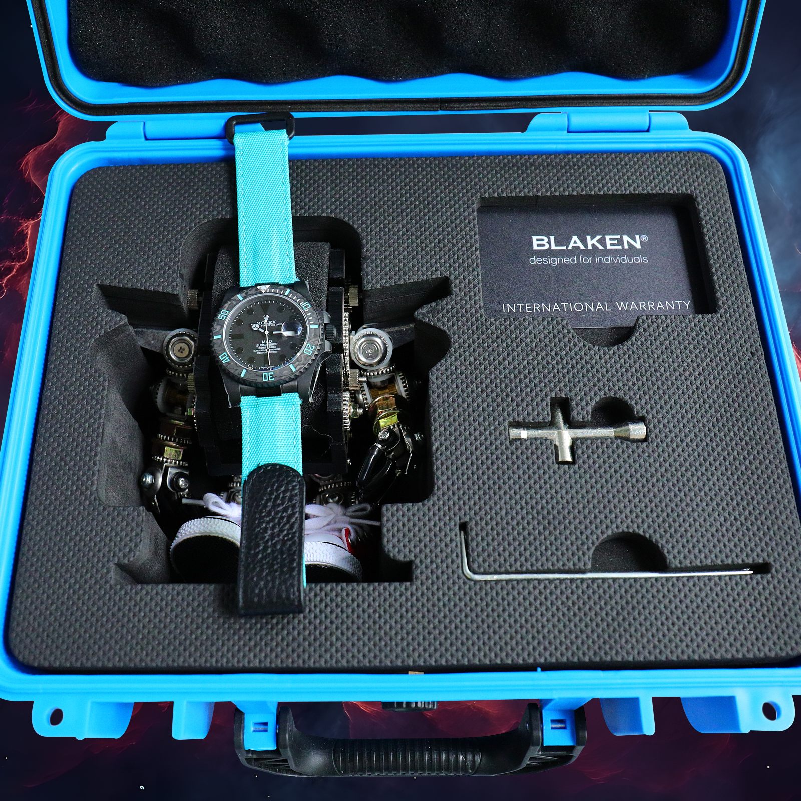 🔥最新升级BLAKEN新品定制款SUB水鬼，完美呈现！
1：升级更便捷-更百搭的魔术贴表带！通用大小手腕/男士女士均适合佩戴！
2：特别定制碳纤维圈口,多颜色搭配可以选！BLAKEN赋予水鬼不一样的风格，体现全新的视觉和触觉体验！
3：经过无数次的修改，终于呈现出刻字立体，且条丁外有外影的对版本完美圈口，温润如玉的超强夜光珠！
4：整表均采用904L精钢，特别进行了表壳黑化处理，质感同正品一致
5：搭载全新的3135机芯，质量稳定，每个机芯都经过严格检测，返修率低！
BLAKEN做工完美，几乎到了极致，欢迎品鉴！
