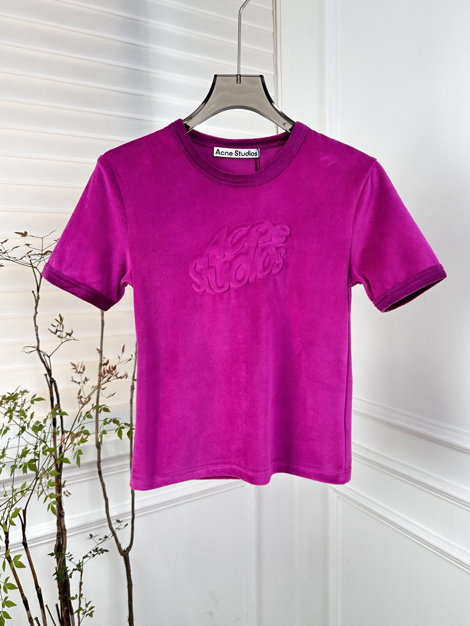 ss早春新款ACne丝绒粉色短体恤超级显白的一款短体恤高品质！现货SML