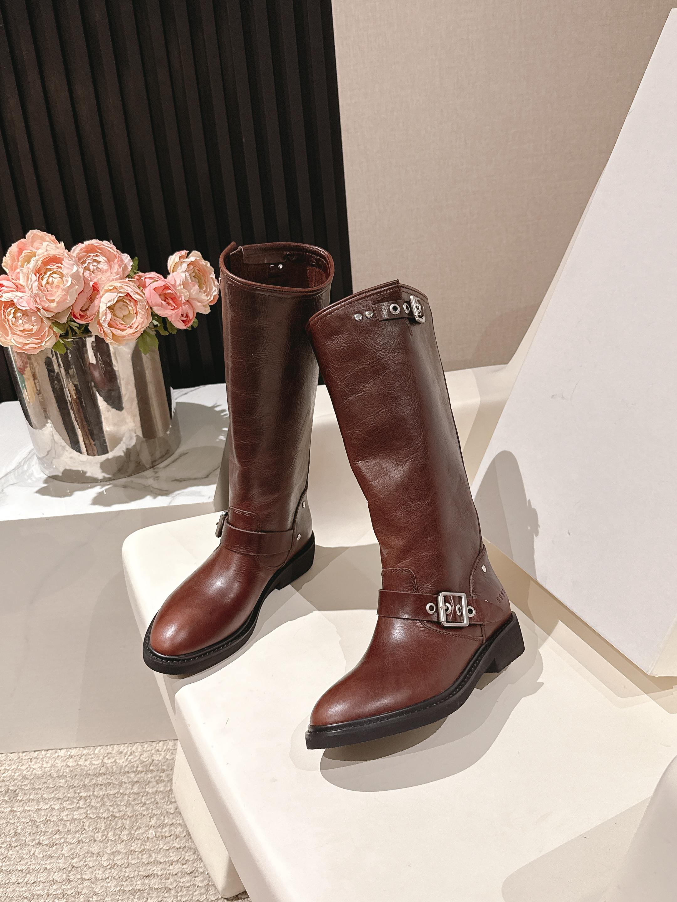 Golden GOOSE 2025 New Western Cowboy Knight Boots: Stylish Cowskin Boots in Sizes 35-39. - 图片 1