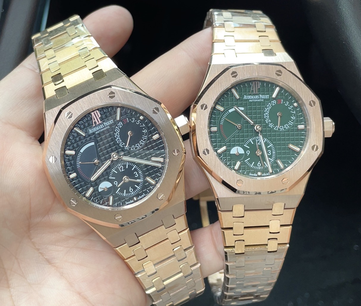 Audemars Piguet Royal Oak Dual Time rose gold case and bracelet, green dial 41mm Men's Automatic