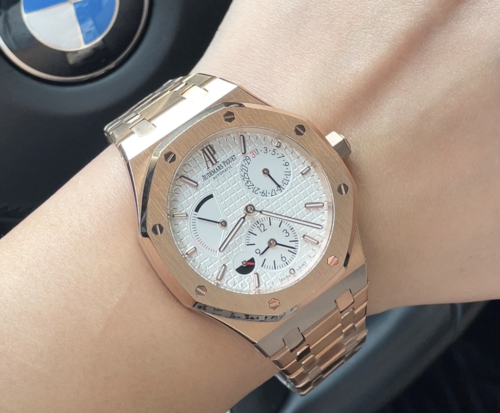 Audemars Piguet Royal Oak Dual Time rose gold case and bracelet, white dial 41mm Men's Automatic
