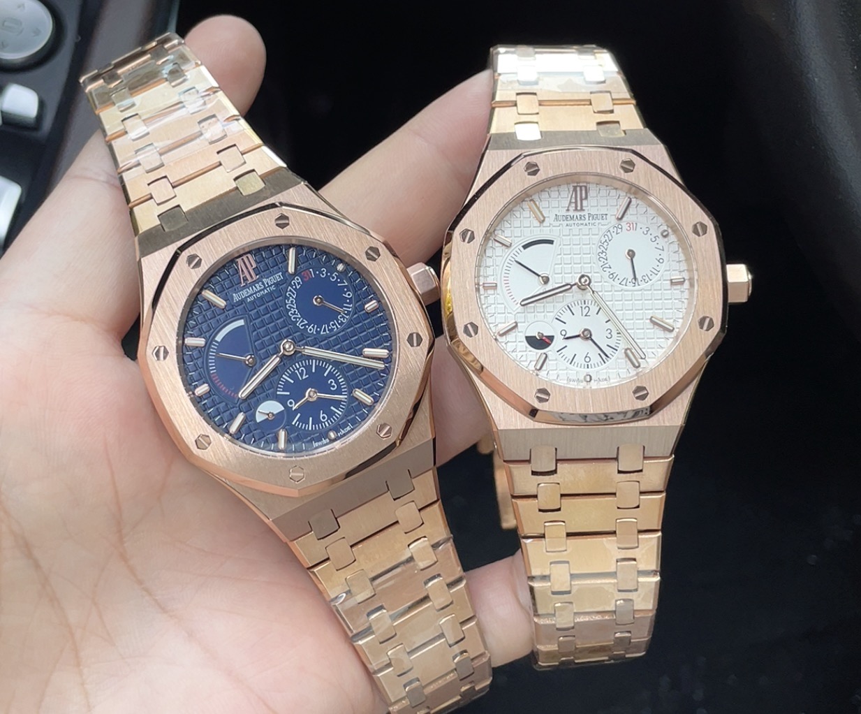 Audemars Piguet Royal Oak Dual Time rose gold case and bracelet, white dial 41mm Men's Automatic