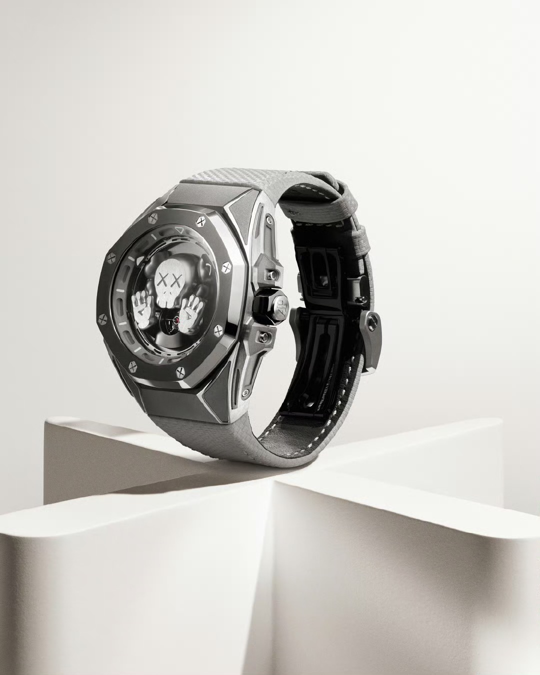 Audemars Piguet Royal Oak Concept Tourbillon "Companion" grey titanium case and bezel, silver skeleton dial, grey strap 43mm Men's Automatic