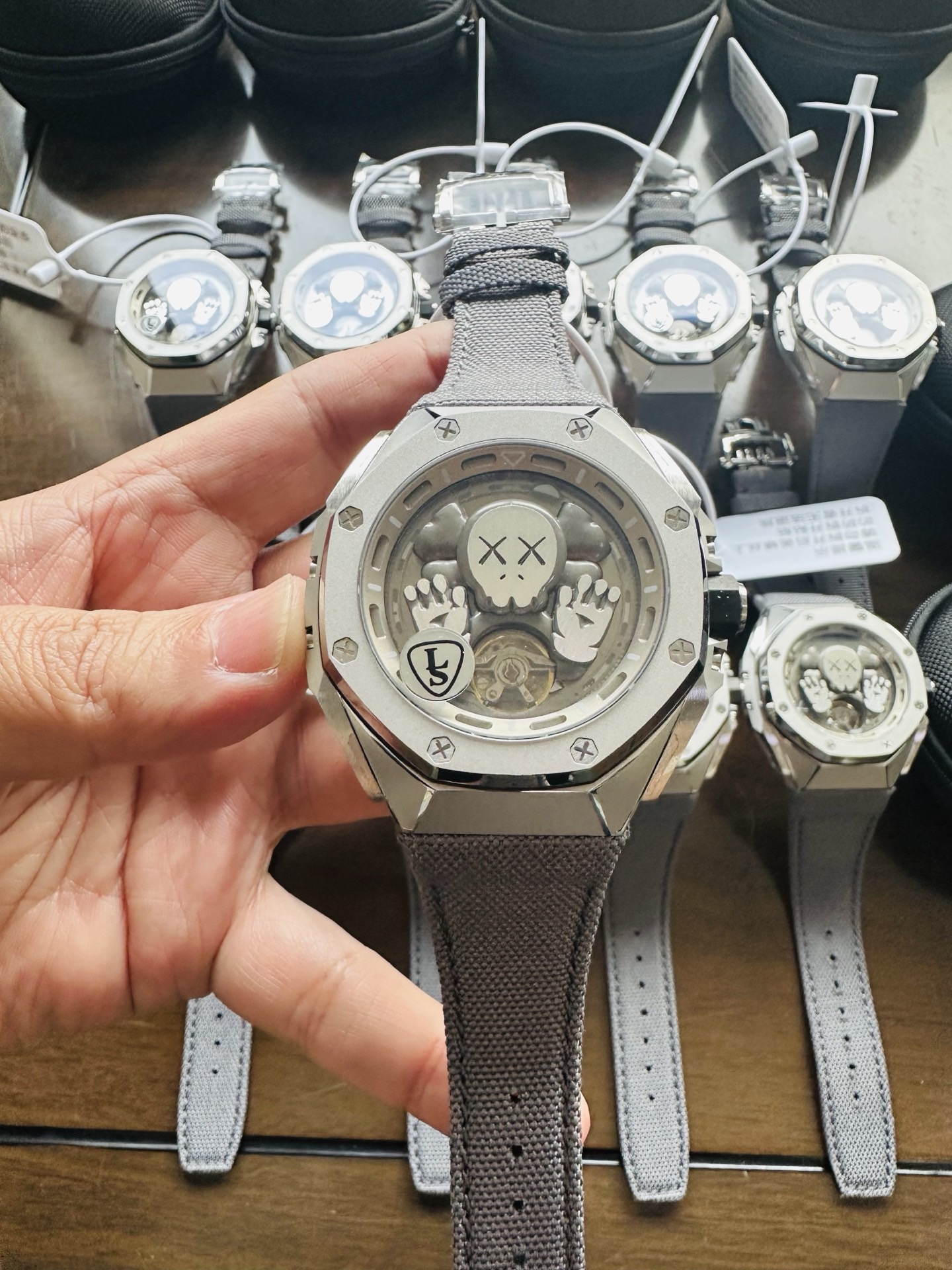 Audemars Piguet Royal Oak Offshore Skeleton silver case / bezel, skeleton dial, grey strap 42mm Men's Automatic