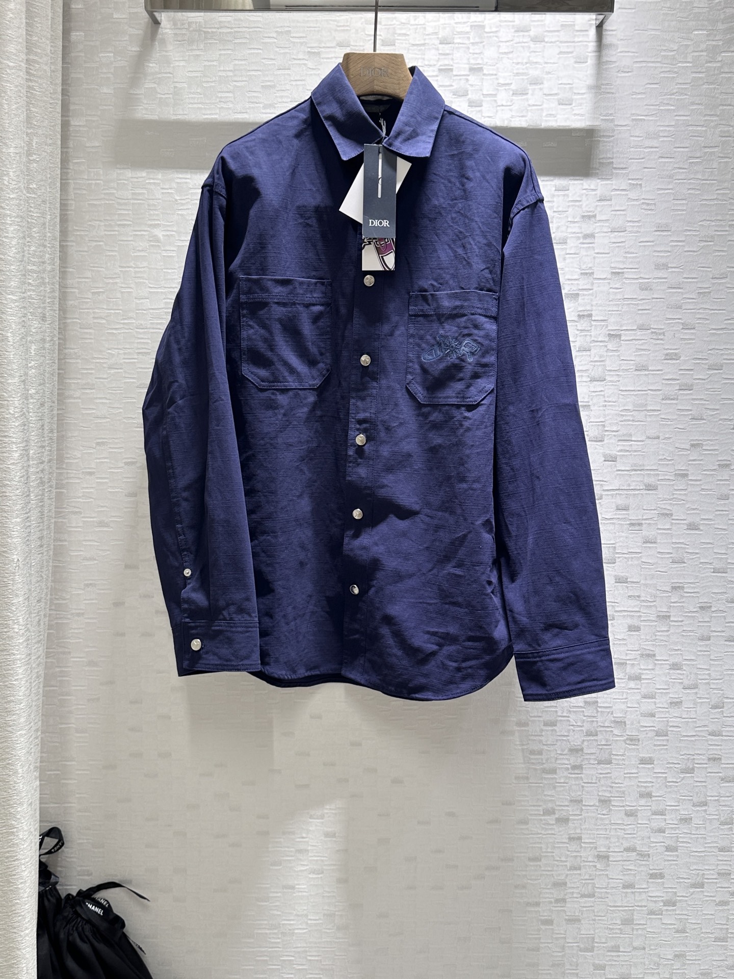 Dior x Lewis Hamilton Blue Cotton Shirt With Embroidered