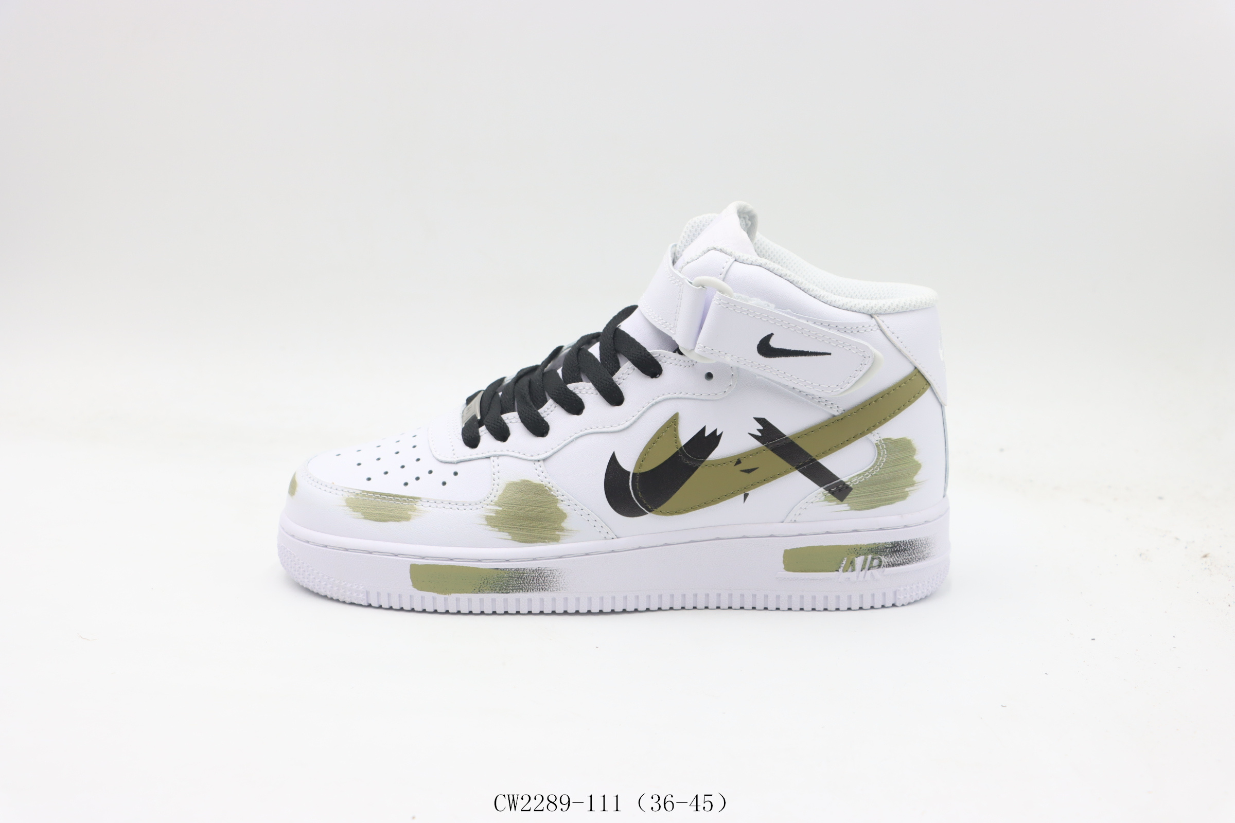 Air Jordan Force 1 Zapatos Zapatillas de monopatín Air Jordan Negro Verde Blanco Vintage Blusa alta