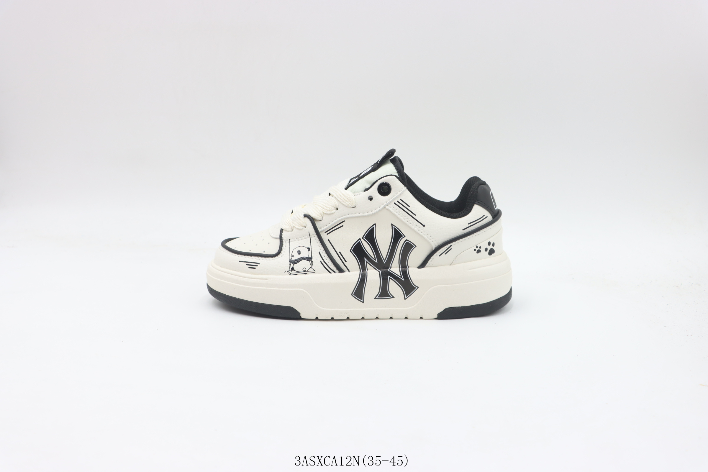 【公司级 MLB系列】MLB NY MLB老爹鞋 白黑 货号:3ASXCA12N ❗❗❗ BIG BALL CHUNKY P 韩国潮牌MLB21春男女洋基队印花系带轻便增高老爹运动鞋