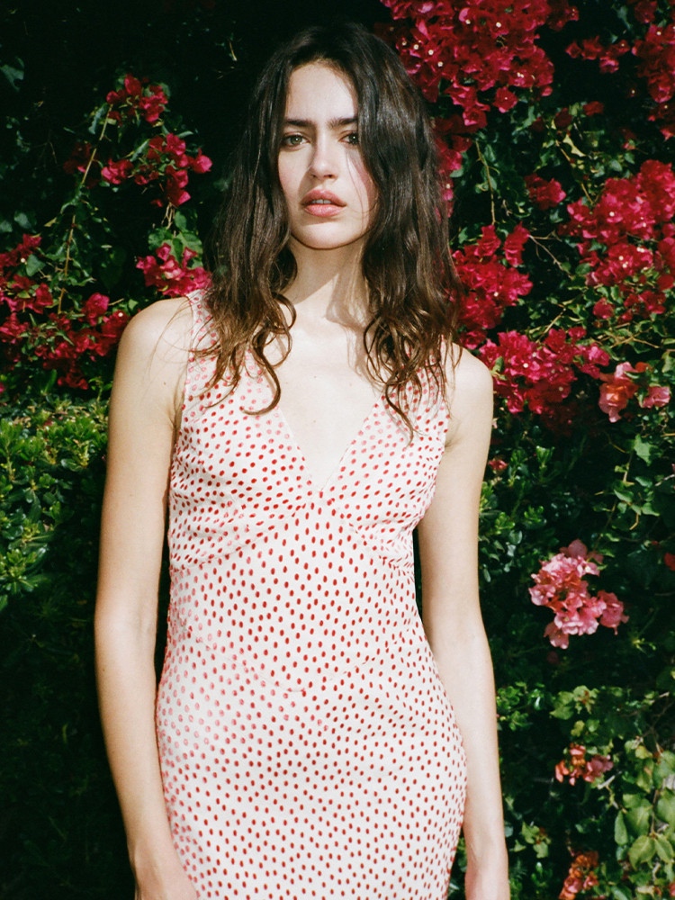 Gentle French V-neck polka dot dress, double-layer silk long dress - View 14