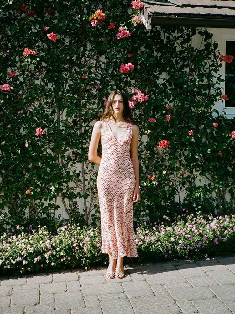 Gentle French V-neck polka dot dress, double-layer silk long dress - View 15