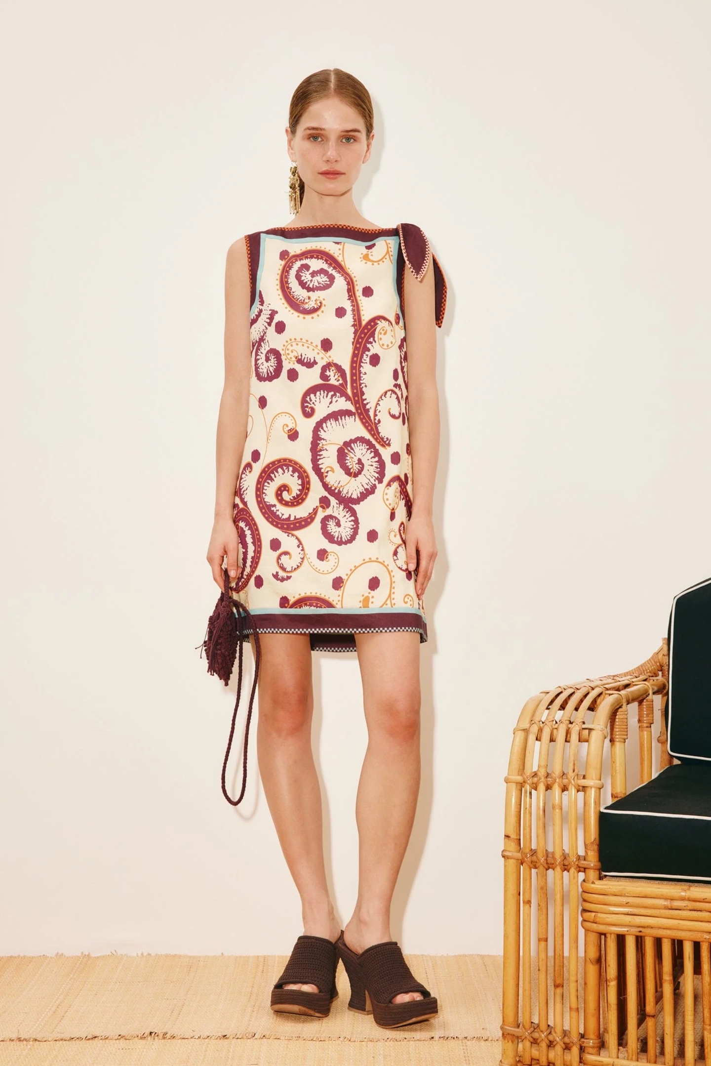 Alémais Silk Linen Wilson Tie-Front Mini Skirt