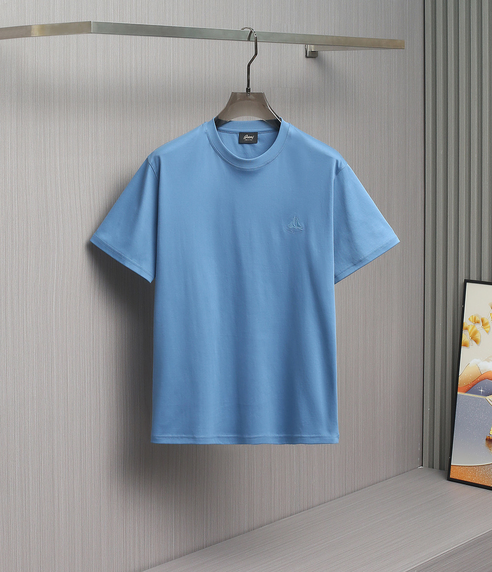 Brioni Men's T-Shirt Premium Tencel Cotton Classic Luxury Tee