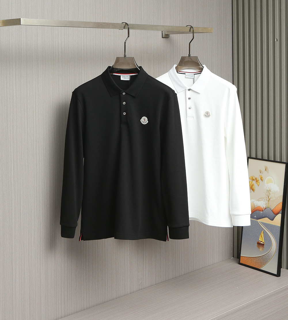 Moncler Polo Shirt met Lange Mouwen - Stijlvol en Comfortabel