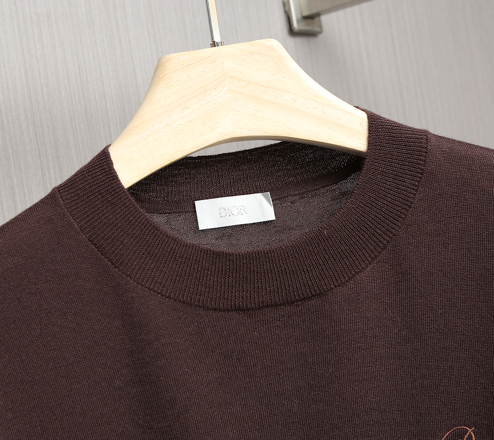 Dior Logo Embroidered Brown Wool Sweater, Men's Classic Style 4 i1760022692910 4896 0 1
