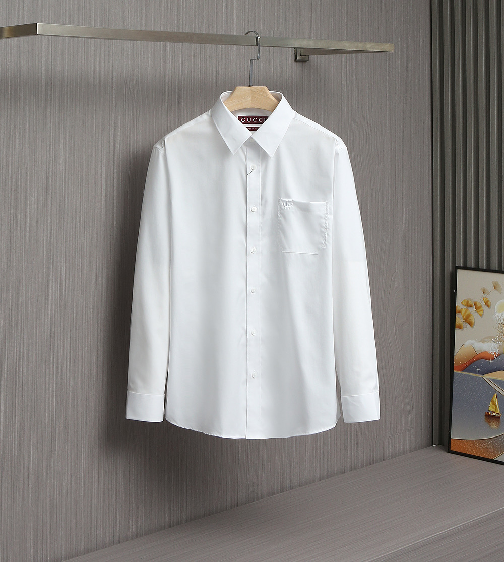 Gucci Men's White Oxford Shirt - Liquid Ammonia, Wrinkle-Free, Double Strand