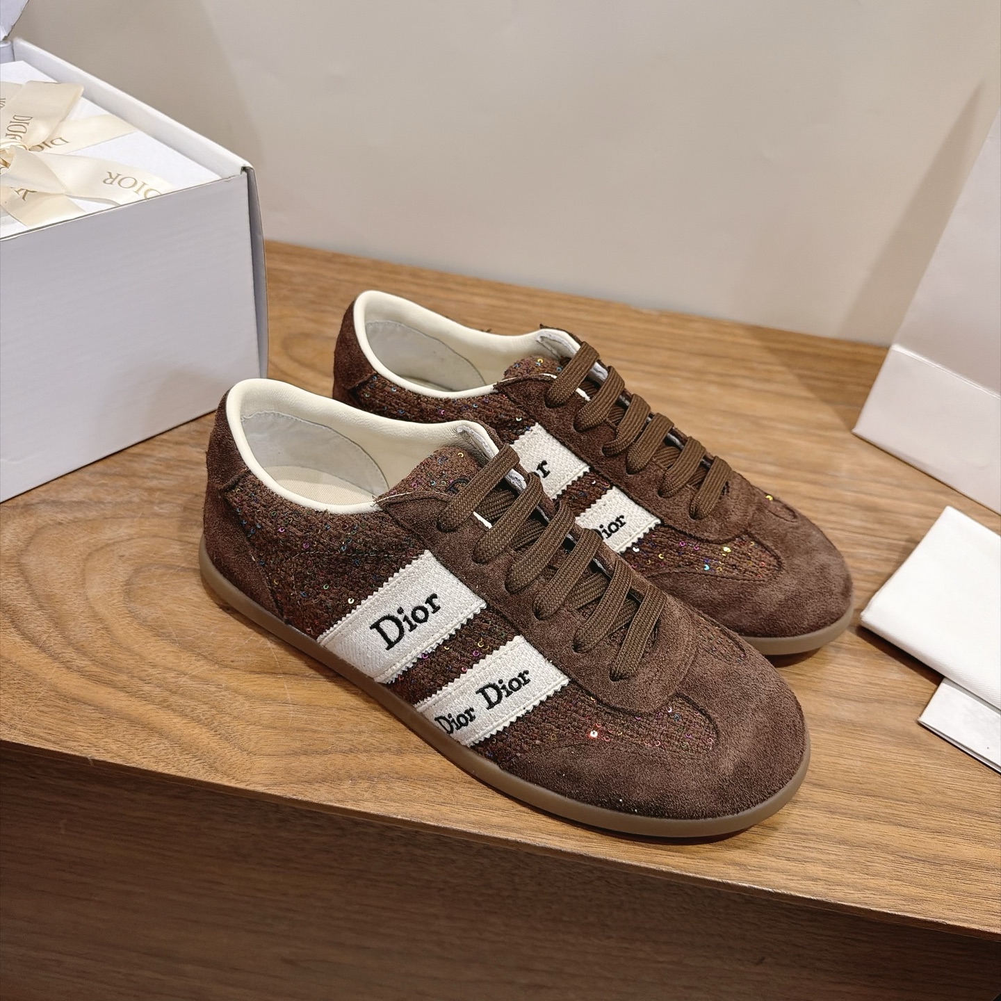 Brown Lace Up Sneakers