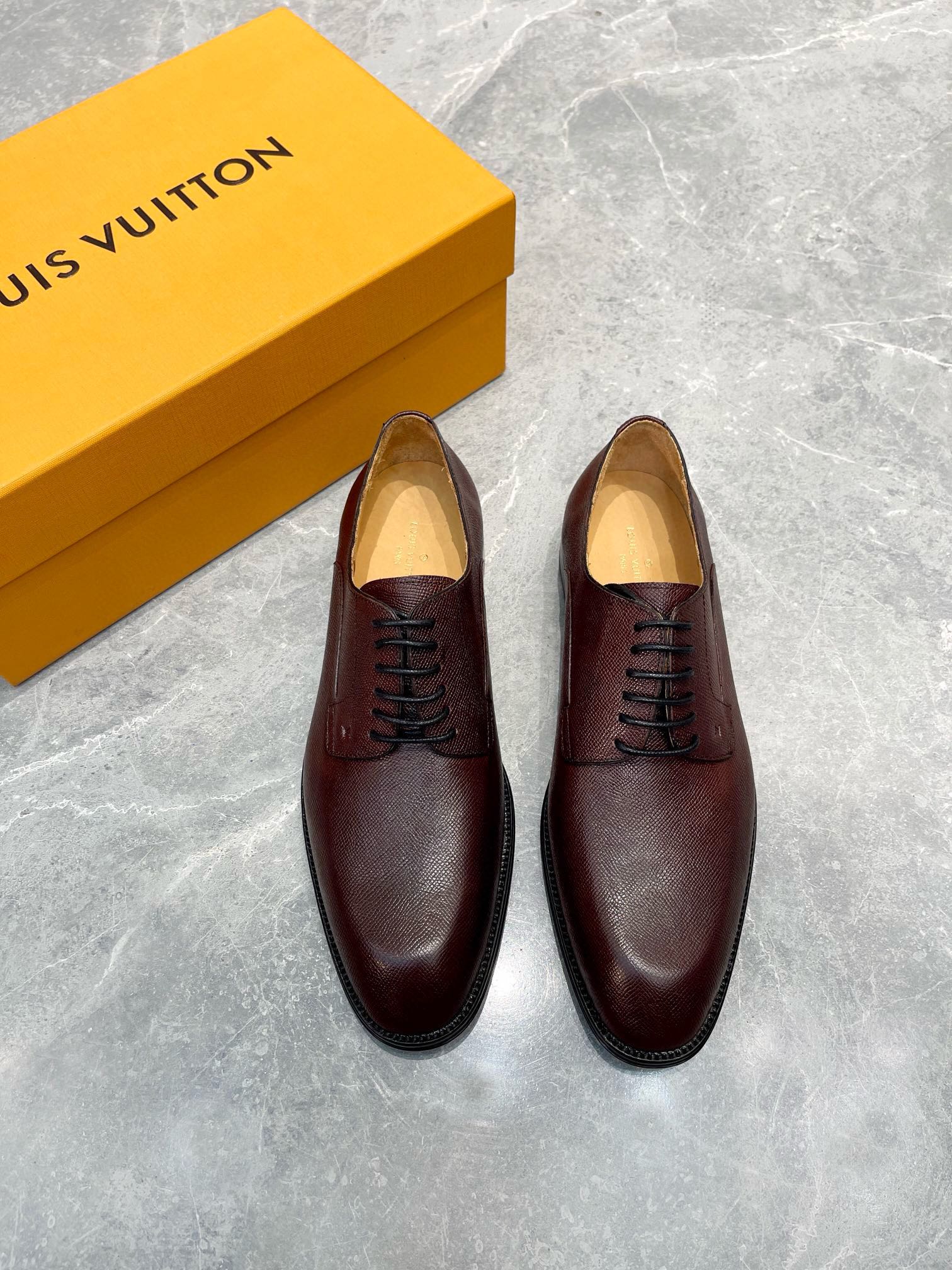 Louis Vuitton Shoes Plain Toe Black Men Calfskin Cowhide Genuine Leather