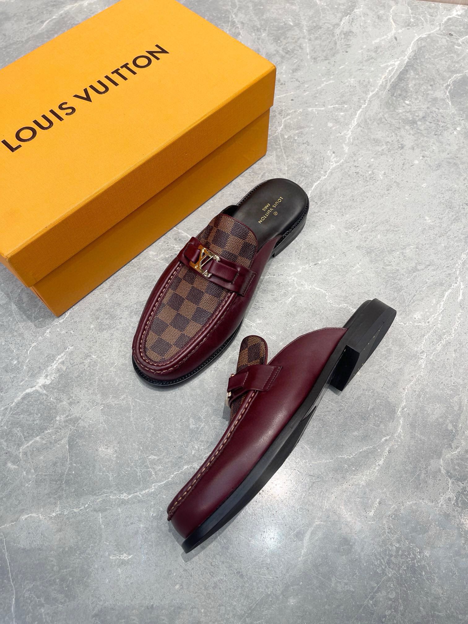 Louis Vuitton Men's Leather Mules with Damier Pattern 6 i1723661654 5459 1