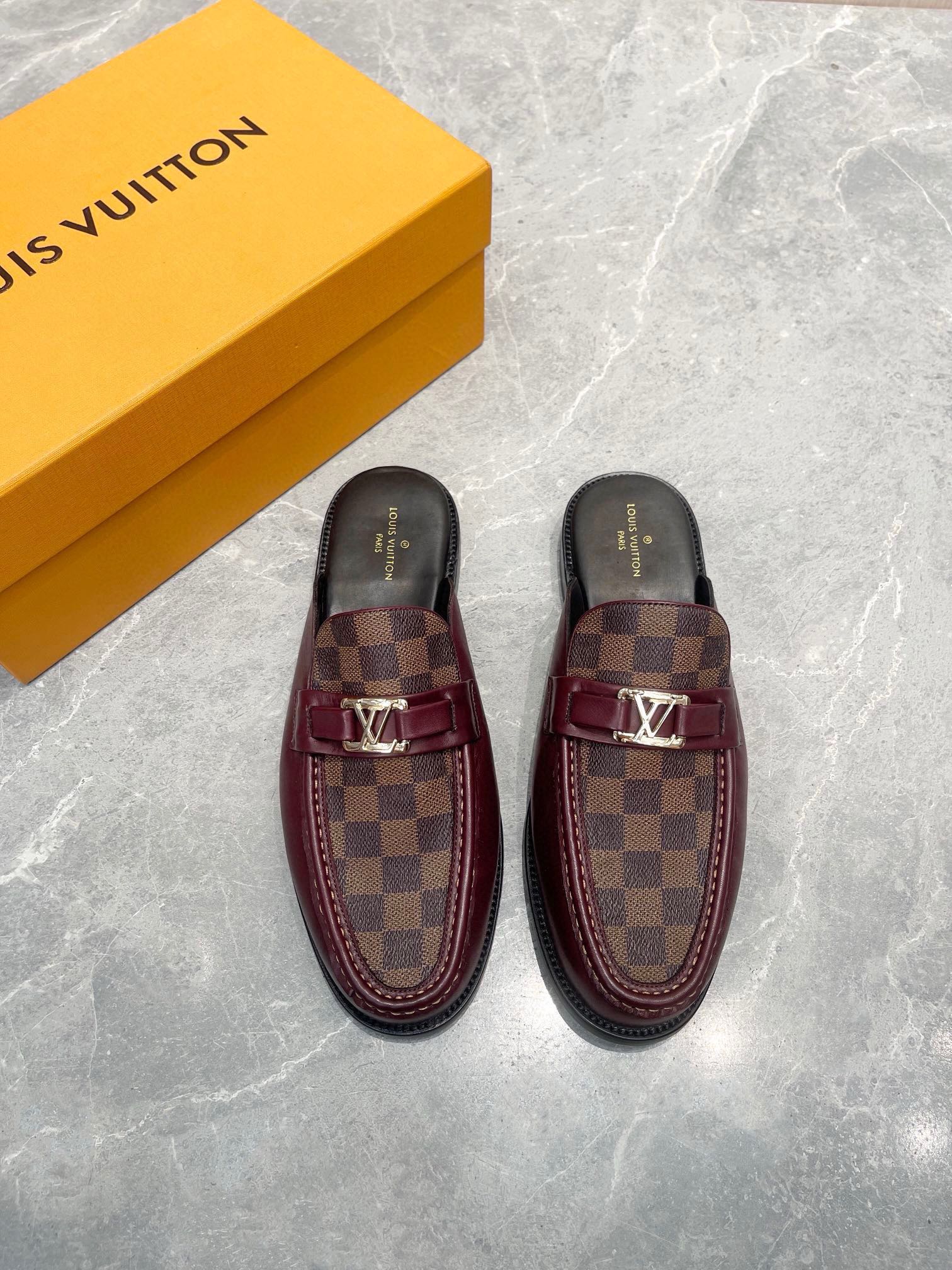 Louis Vuitton Men's Leather Mules with Damier Pattern 3 i1723661654 7192 0