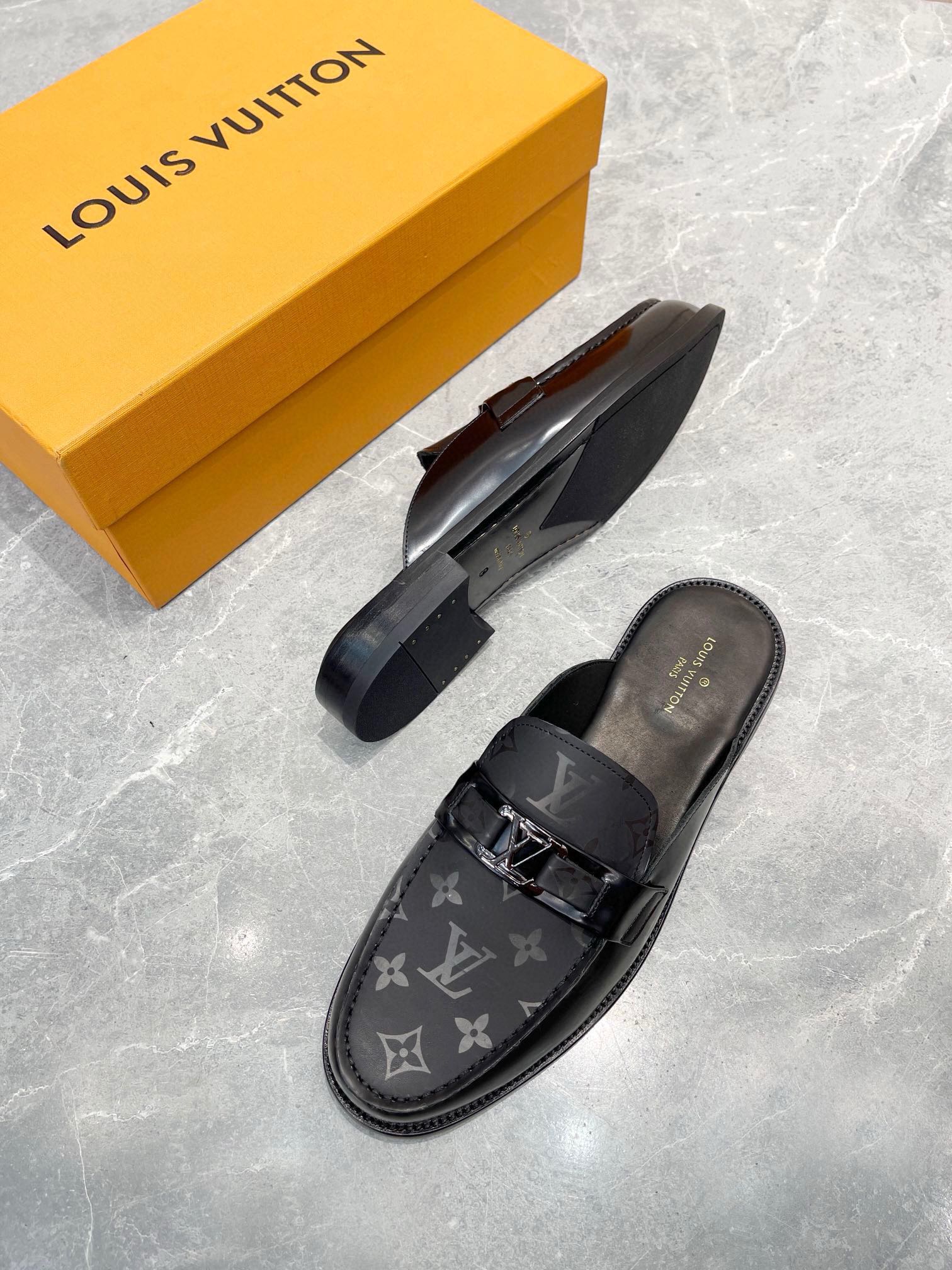 Louis Vuitton Men's Leather Mules with Logo Detail - Luxurious Comfort 6 i1723661722 2352 2