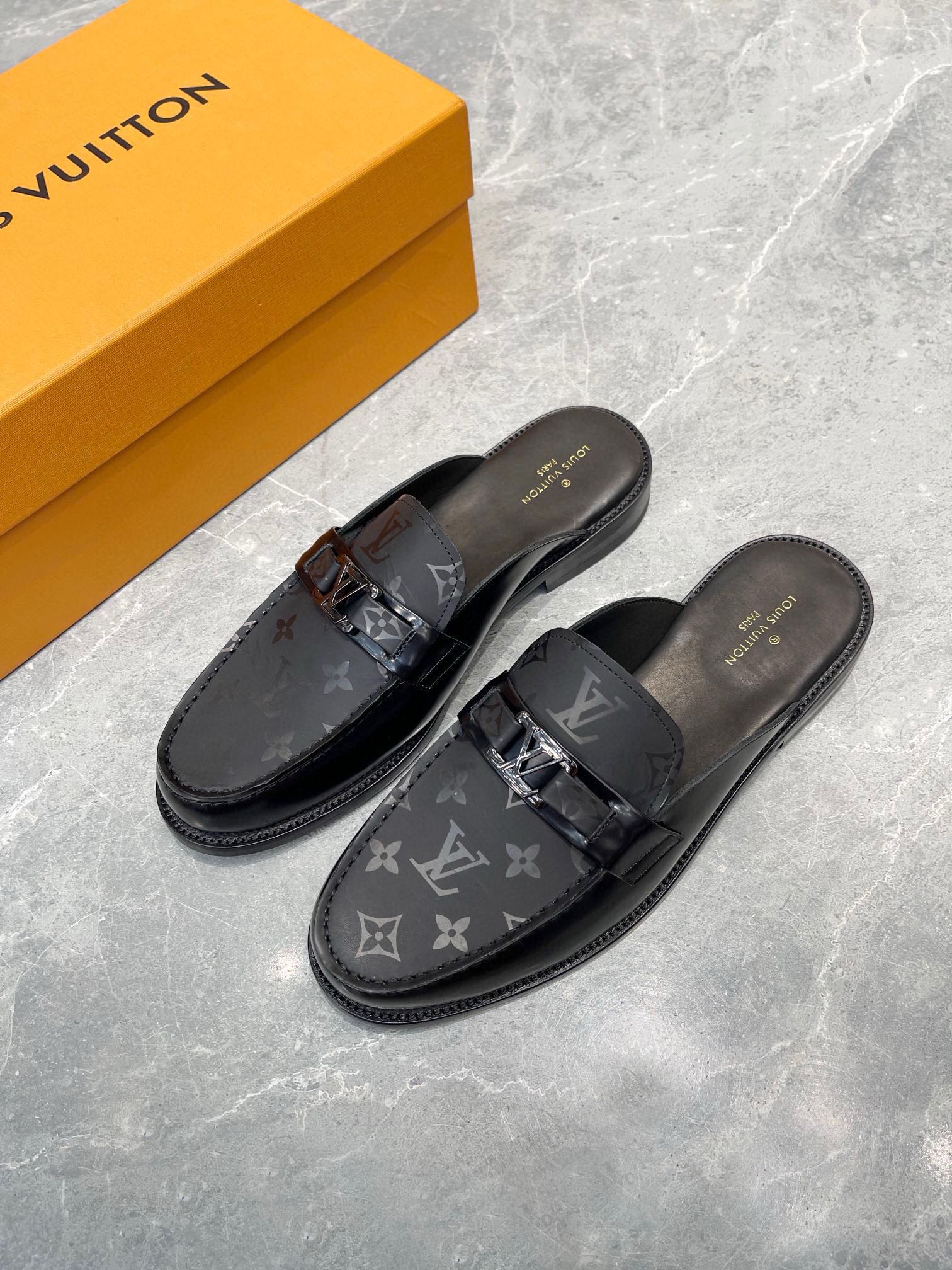 Louis Vuitton Men's Leather Mules with Logo Detail - Luxurious Comfort 2 i1723661722 23 6