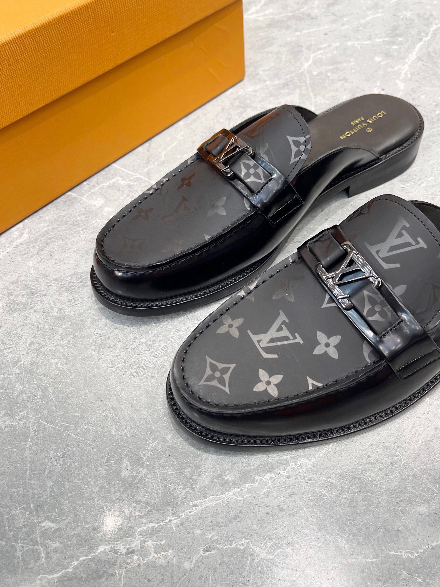 Louis Vuitton Men's Leather Mules with Logo Detail - Luxurious Comfort 7 i1723661722 2455 1