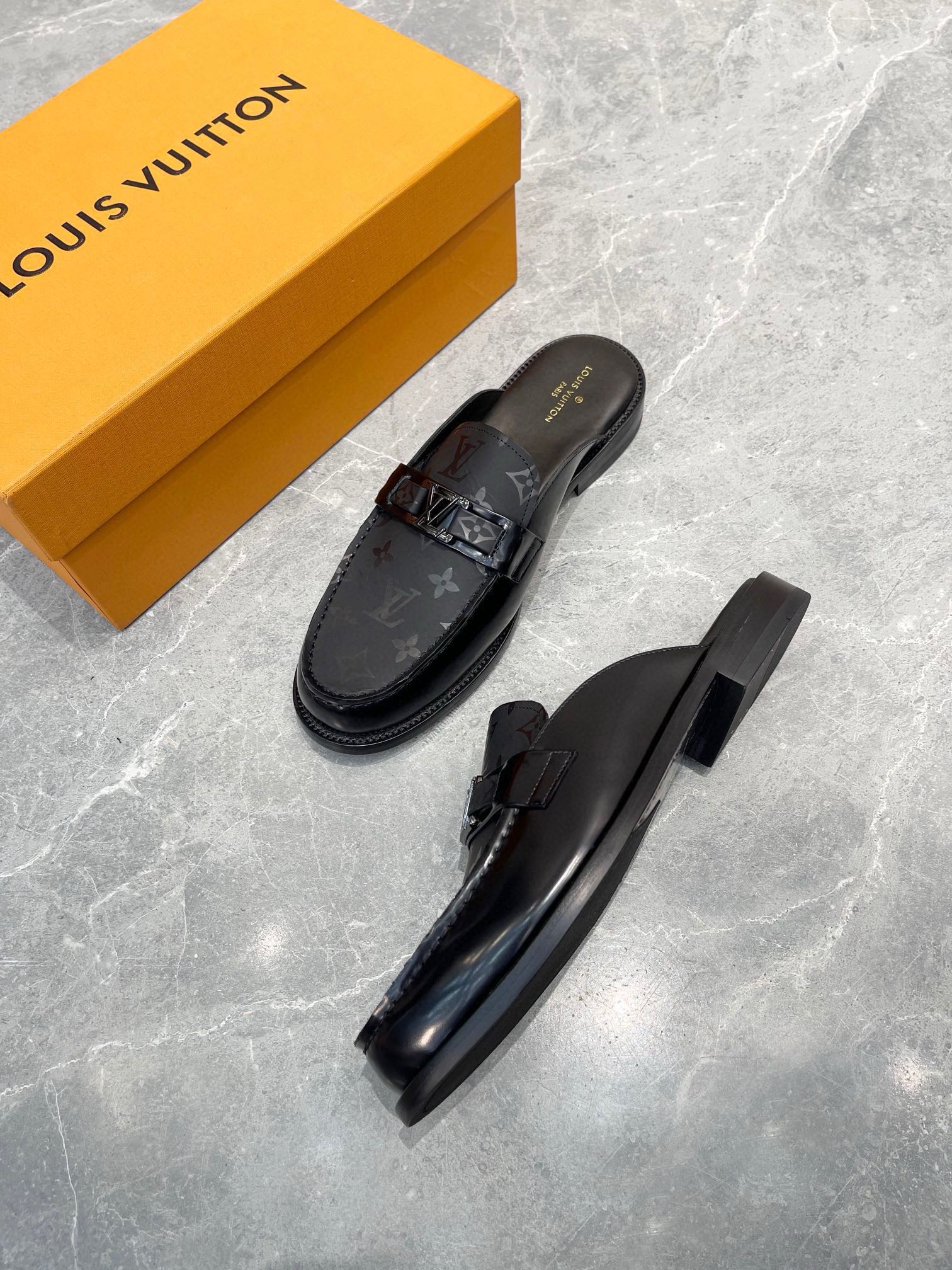 Louis Vuitton Men's Leather Mules with Logo Detail - Luxurious Comfort 5 i1723661722 7091 3