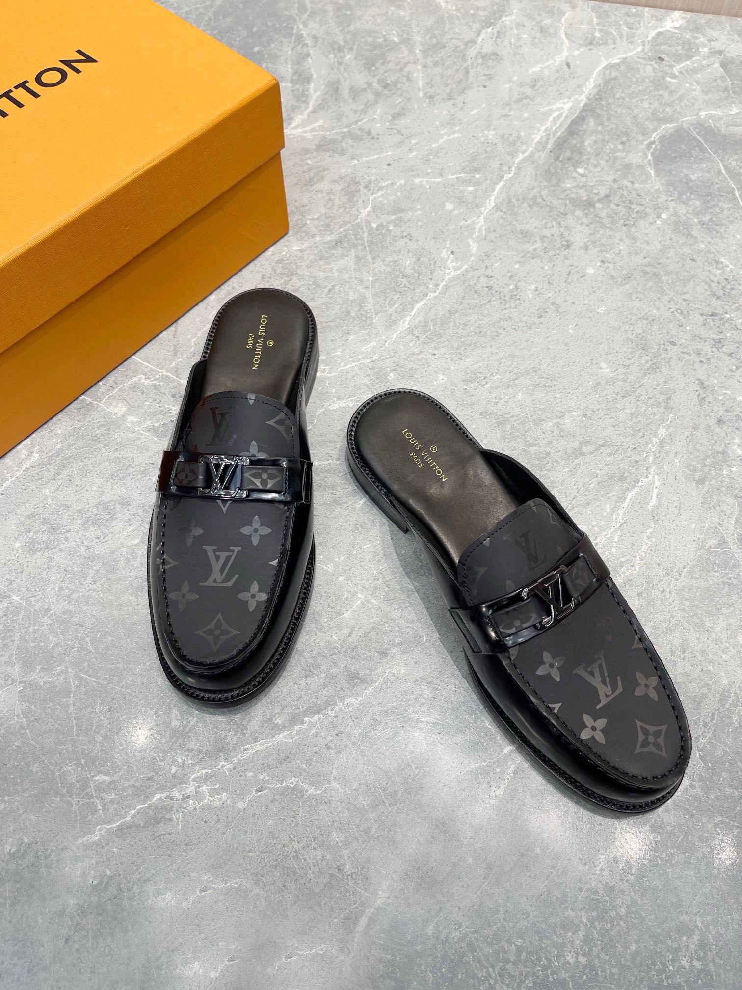 Louis Vuitton Men's Leather Mules with Logo Detail - Luxurious Comfort 4 i1723661722 809 7